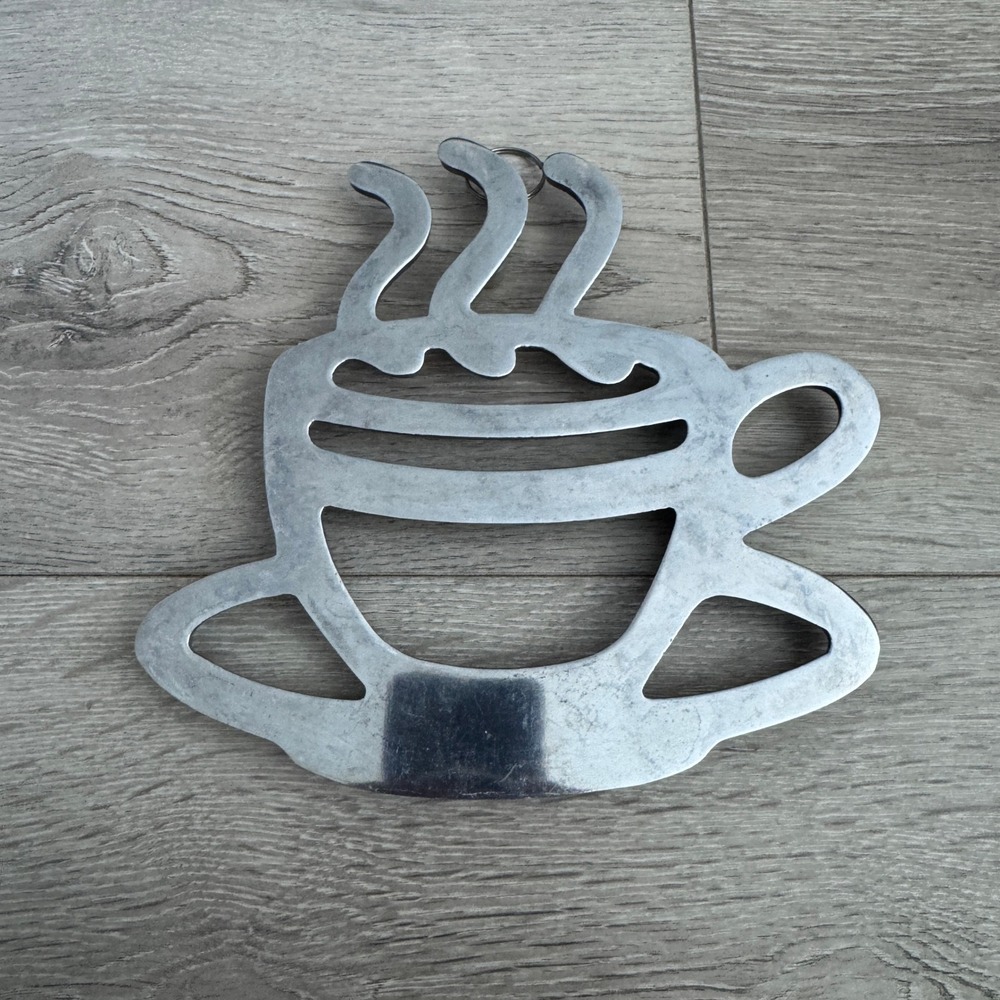 Copco Vintage Cast Aluminum Coffee Cup Trivet Silver Wall Decor Kitchen Hot Pad